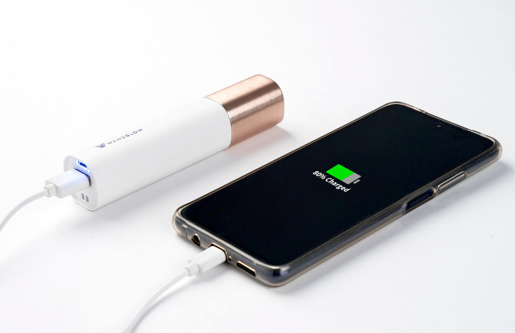 Instant phone charging function with USB-C Cable provided with the wand. Simply plug in to charge your smart phone anytime and anyplace.